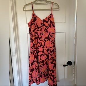 Ann Taylor Loft Sleeveless Tank Floral Fit & Flare Dress zip up empire waist 6.